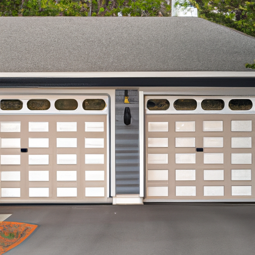 Suburban Needham home exterior showing a modern insulated garage door with visible weatherstripping and sealed windows.